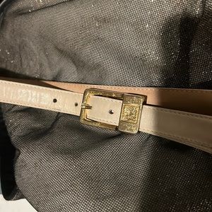 Beacon Hill Beige Skinny Leather BeltGold Clasp